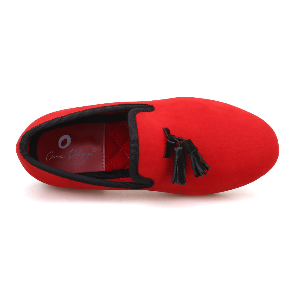 OneDrop Handmade Kid Children Black Suede Toddler Dress Shoes Tassel Red  Bottom Baby Leather Insole Birthday Wedding Prom Party Loafers
