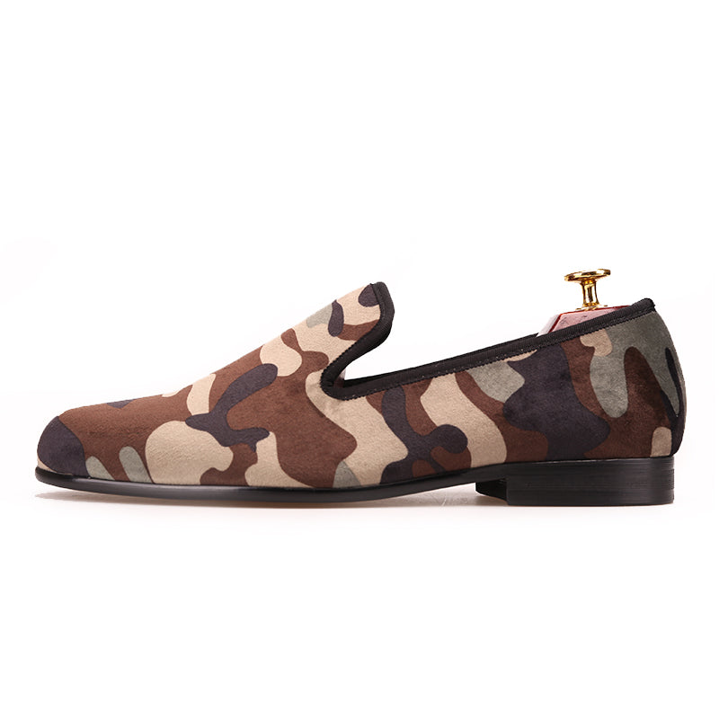 Dongger Men Loafers Dress Shoes Camouflage Pattern