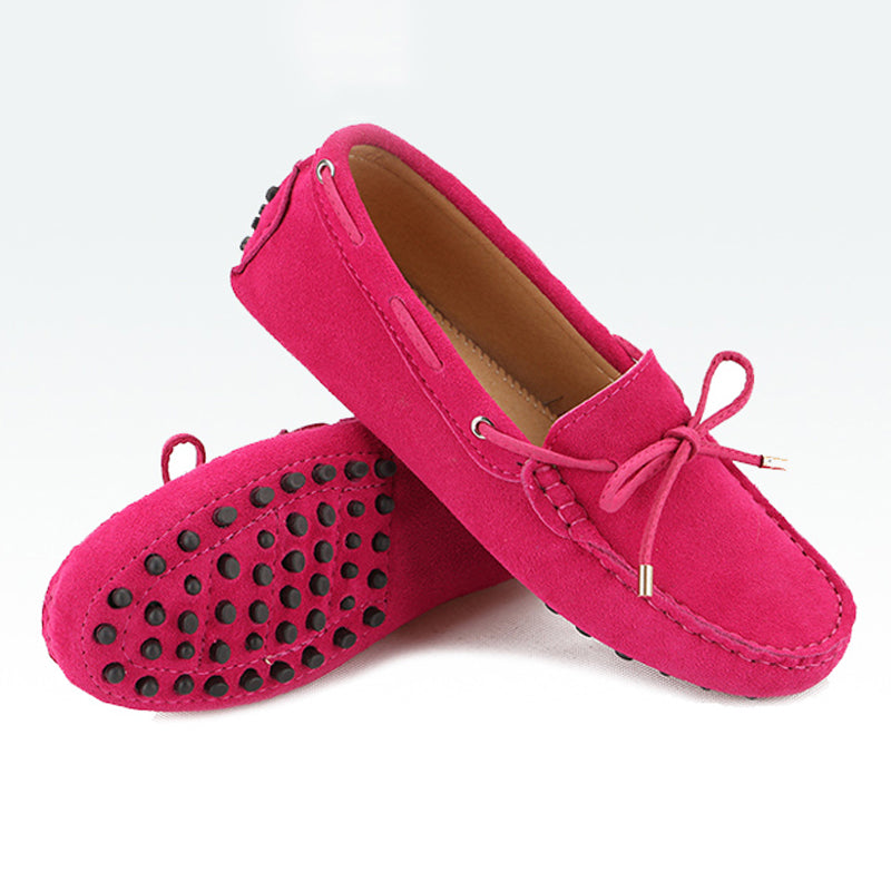 Women's Genuine Suede Loafers Moccasins Red