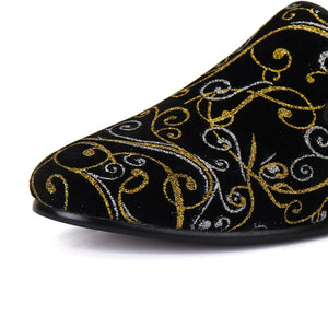 Men's Paisley Pattern Velvet Loafers