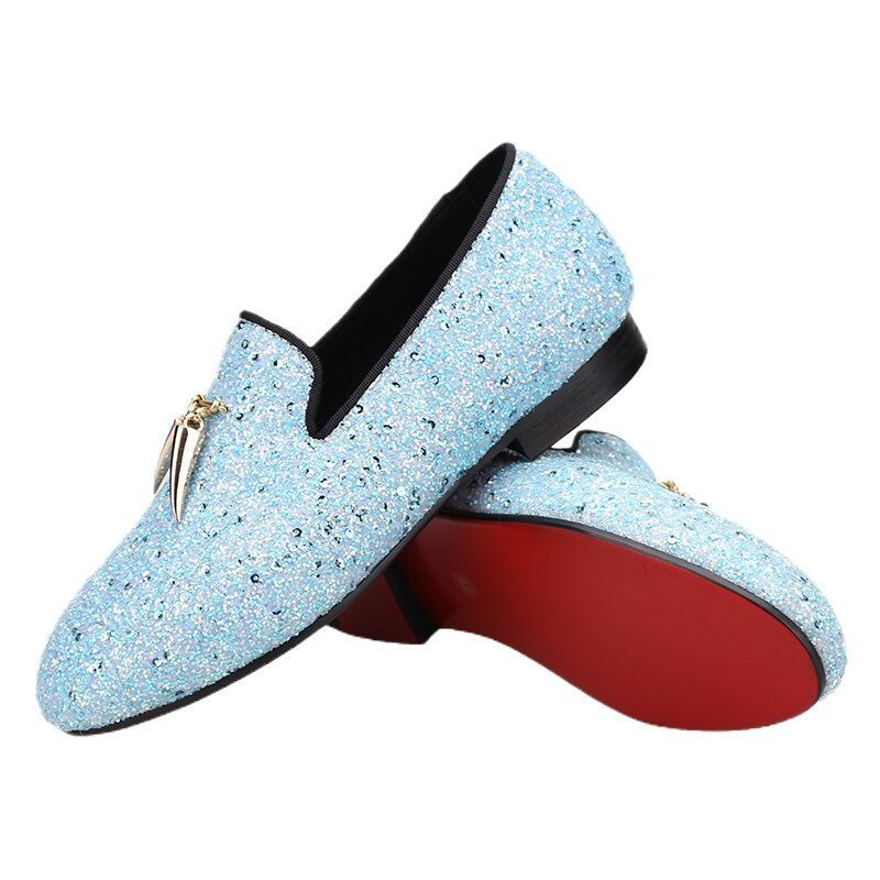 OneDrop Kids Handmade Blue Leather Spikes Children Shoes Wedding Birthday  Prom Party Loafers