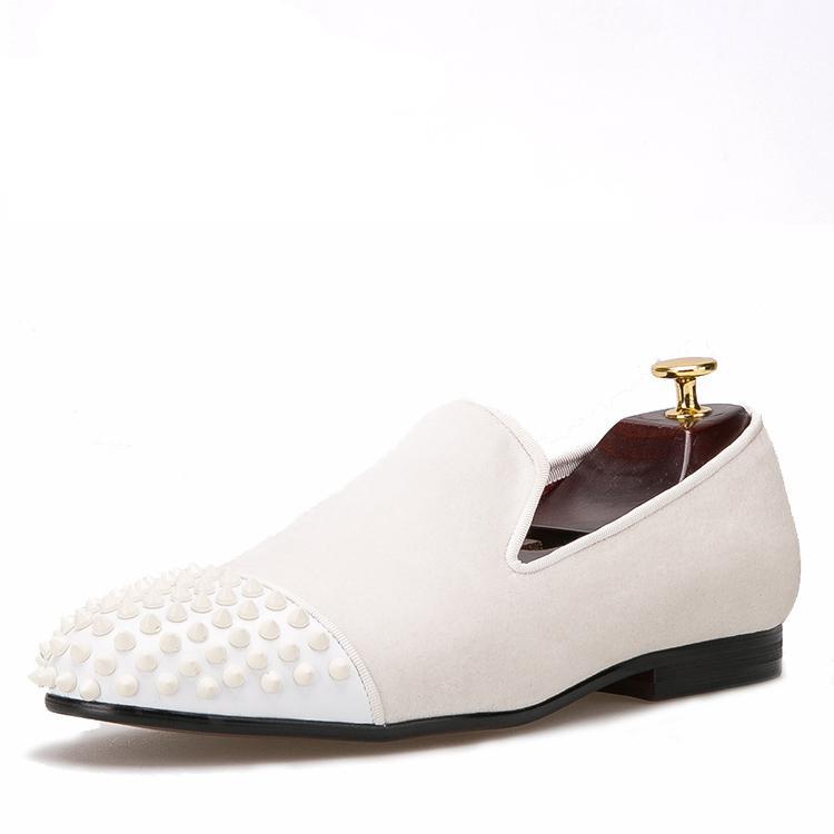 OneDrop Men's Handmade Rivets Leather Wedding Dress Shoes