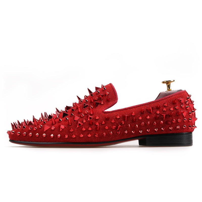 Long Rivet Men Red Bottom Loafers Shoes – FanFreakz